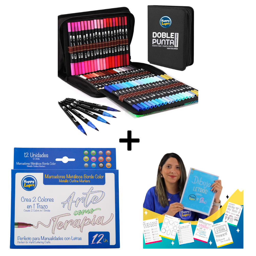 Pack Marcadores XL + BONUS: Curso Lettering Con SaraArt + Libro Curso impreso