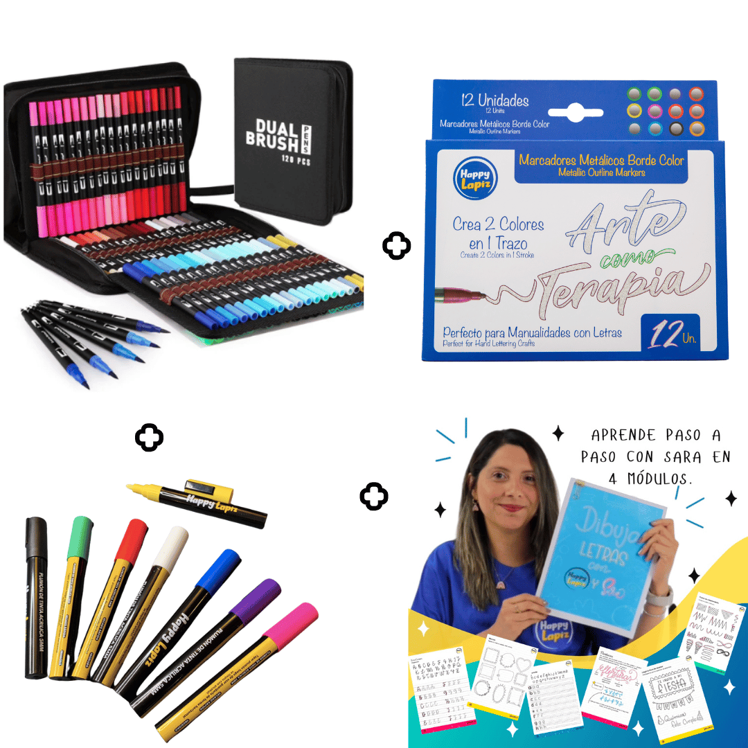 Pack Marcadores XL + BONUS: Curso Lettering Con SaraArt + Libro Curso impreso
