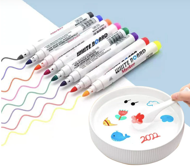 Plumones Flotantes en Agua - Set 8 Colores (Incluye Cuchara)